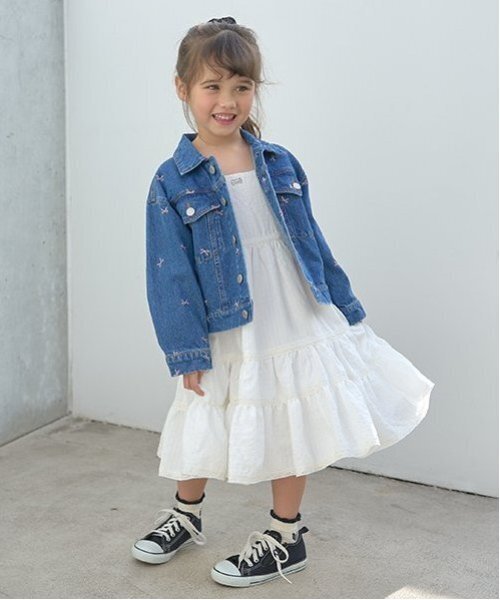 Lycee mine（リセマイン）の「ティアードワンピース（ワンピース・キッズ・サックスブルー/オフホワイト/ブラック・150cm/130cm/110cm/120cm/140cm/100cm）」の13枚目の写真