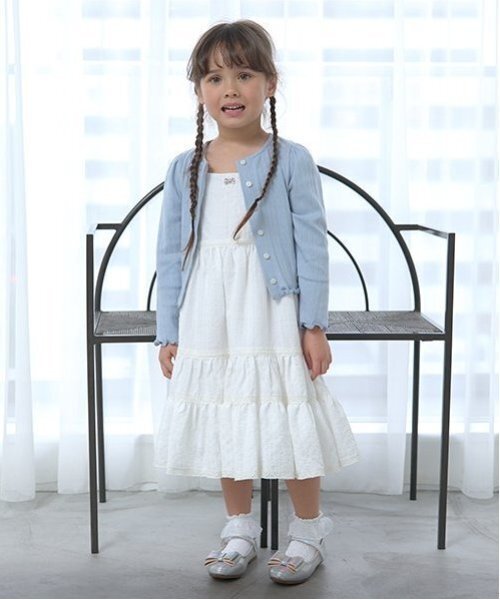 Lycee mine（リセマイン）の「ティアードワンピース（ワンピース・キッズ・サックスブルー/オフホワイト/ブラック・150cm/130cm/110cm/120cm/140cm/100cm）」の14枚目の写真