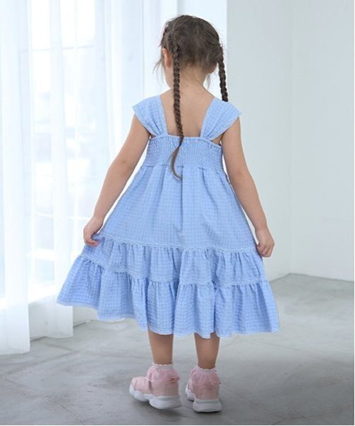 Lycee mine（リセマイン）の「ティアードワンピース（ワンピース・キッズ・サックスブルー/オフホワイト/ブラック・150cm/130cm/110cm/120cm/140cm/100cm）」の16枚目の写真