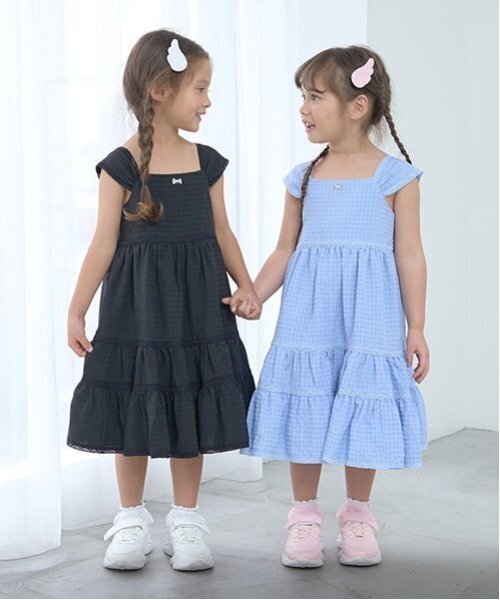 Lycee mine（リセマイン）の「ティアードワンピース（ワンピース・キッズ・サックスブルー/オフホワイト/ブラック・150cm/130cm/110cm/120cm/140cm/100cm）」の21枚目の写真