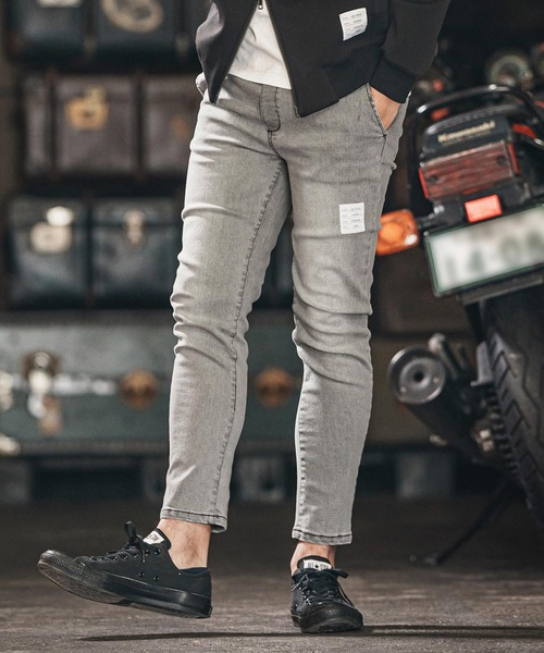 wjk reluxe(ダブルジェーケーリラックス)の「mp13266-tight knit denim tapered easy pants デニムイージーパンツ(デニムパンツ・メンズ・ライトインディゴブルー/ライトブラック/インディゴブルー・S/M/L)」の2枚目の写真