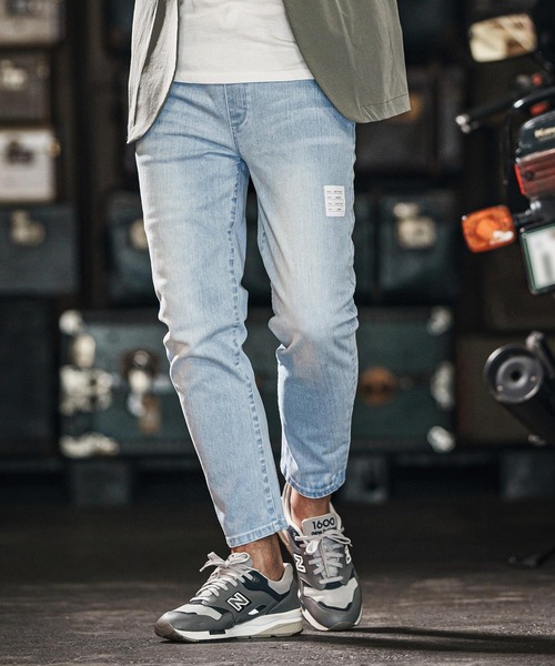 mp13266-tight knit denim tapered easy pants デニムイージーパンツ