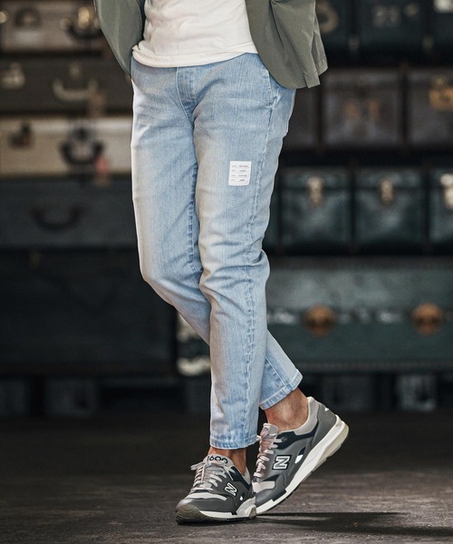 wjk reluxe(ダブルジェーケーリラックス)の「mp13266-tight knit denim tapered easy pants デニムイージーパンツ(デニムパンツ・メンズ・ライトインディゴブルー/ライトブラック/インディゴブルー・S/M/L)」の5枚目の写真
