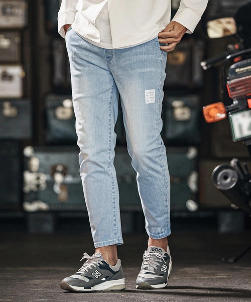wjk reluxe(ダブルジェーケーリラックス)の「mp13266-tight knit denim tapered easy pants デニムイージーパンツ(デニムパンツ・メンズ・ライトインディゴブルー/ライトブラック/インディゴブルー・S/M/L)」の6枚目の写真