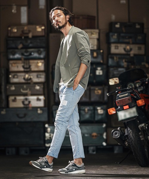 wjk reluxe(ダブルジェーケーリラックス)の「mp13266-tight knit denim tapered easy pants デニムイージーパンツ(デニムパンツ・メンズ・ライトインディゴブルー/ライトブラック/インディゴブルー・S/M/L)」の7枚目の写真