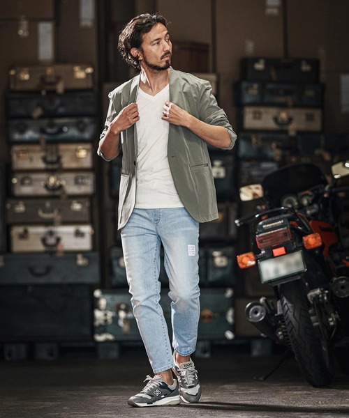 wjk reluxe(ダブルジェーケーリラックス)の「mp13266-tight knit denim tapered easy pants デニムイージーパンツ(デニムパンツ・メンズ・ライトインディゴブルー/ライトブラック/インディゴブルー・S/M/L)」の8枚目の写真