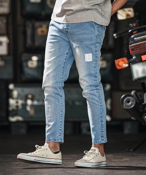 wjk reluxe(ダブルジェーケーリラックス)の「mp13266-tight knit denim tapered easy pants デニムイージーパンツ(デニムパンツ・メンズ・ライトインディゴブルー/ライトブラック/インディゴブルー・S/M/L)」の10枚目の写真