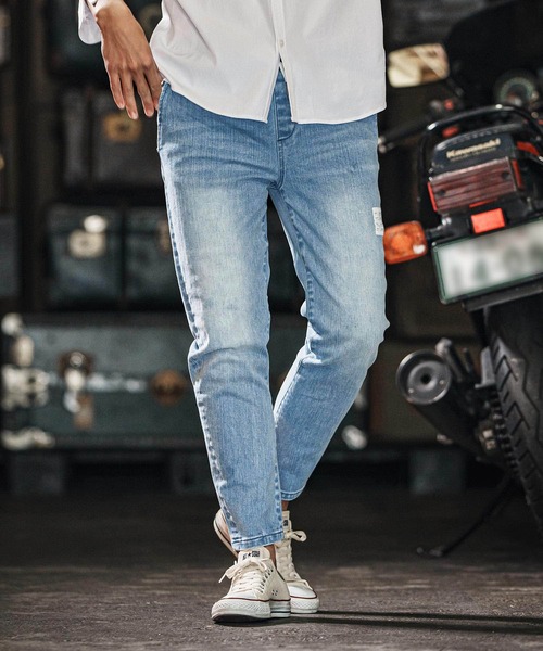 wjk reluxe(ダブルジェーケーリラックス)の「mp13266-tight knit denim tapered easy pants デニムイージーパンツ(デニムパンツ・メンズ・ライトインディゴブルー/ライトブラック/インディゴブルー・S/M/L)」の12枚目の写真