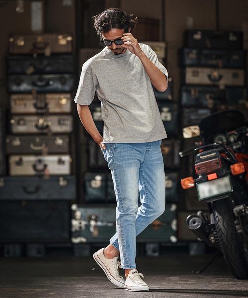 wjk reluxe(ダブルジェーケーリラックス)の「mp13266-tight knit denim tapered easy pants デニムイージーパンツ(デニムパンツ・メンズ・ライトインディゴブルー/ライトブラック/インディゴブルー・S/M/L)」の13枚目の写真
