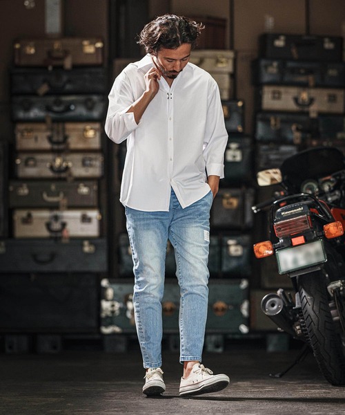 wjk reluxe(ダブルジェーケーリラックス)の「mp13266-tight knit denim tapered easy pants デニムイージーパンツ(デニムパンツ・メンズ・ライトインディゴブルー/ライトブラック/インディゴブルー・S/M/L)」の15枚目の写真