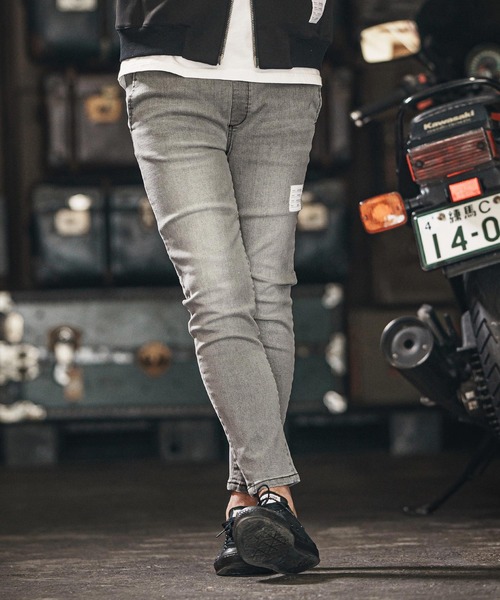 wjk reluxe(ダブルジェーケーリラックス)の「mp13266-tight knit denim tapered easy pants デニムイージーパンツ(デニムパンツ・メンズ・ライトインディゴブルー/ライトブラック/インディゴブルー・S/M/L)」の17枚目の写真