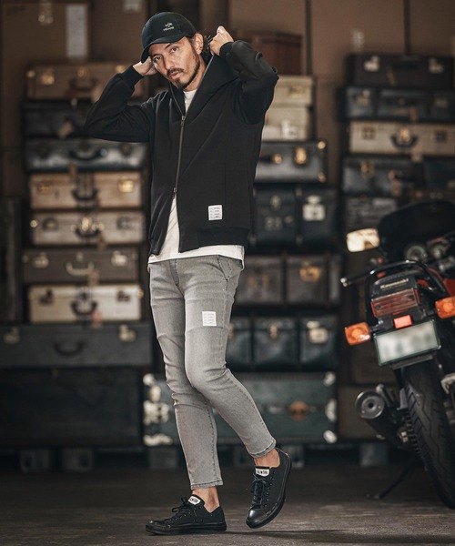 wjk reluxe(ダブルジェーケーリラックス)の「mp13266-tight knit denim tapered easy pants デニムイージーパンツ(デニムパンツ・メンズ・ライトインディゴブルー/ライトブラック/インディゴブルー・S/M/L)」の21枚目の写真