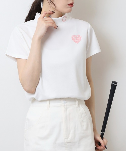 CECIL McBEE(セシルマクビー)の「ハートモチーフ半袖モックネックシャツ(Tシャツ/カットソー・レディース・ブラック・3(L)/2(M))」の3枚目の写真
