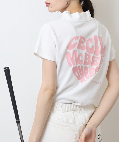 CECIL McBEE(セシルマクビー)の「ハートモチーフ半袖モックネックシャツ(Tシャツ/カットソー・レディース・ブラック・3(L)/2(M))」の5枚目の写真