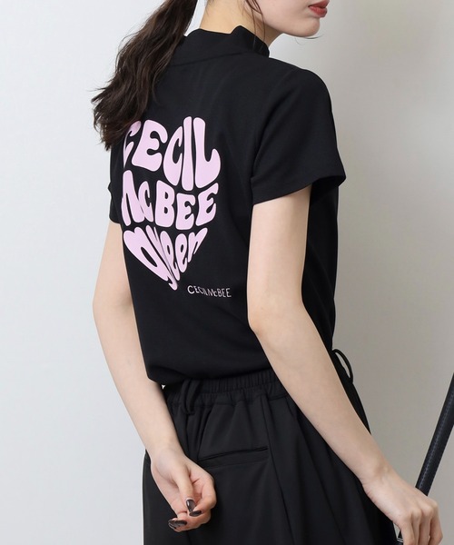 CECIL McBEE(セシルマクビー)の「ハートモチーフ半袖モックネックシャツ(Tシャツ/カットソー・レディース・ブラック・3(L)/2(M))」の10枚目の写真