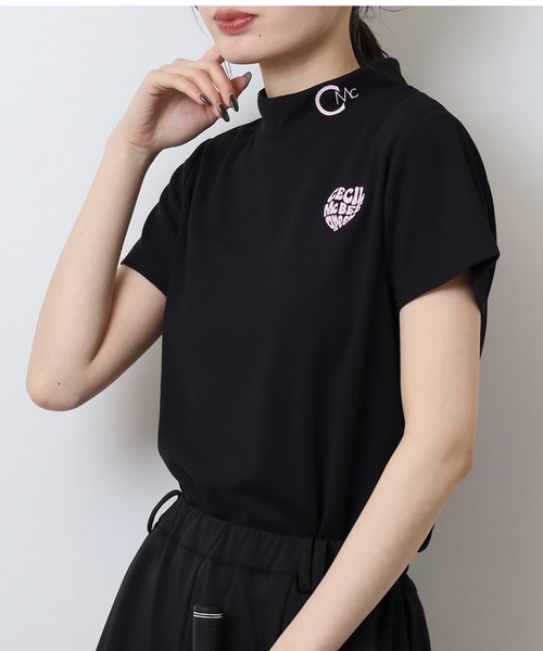 CECIL McBEE(セシルマクビー)の「ハートモチーフ半袖モックネックシャツ(Tシャツ/カットソー・レディース・ブラック・3(L)/2(M))」の9枚目の写真