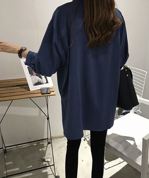 SallyLunn(サリーラン)の「【オンオフ活躍】Vネックシャツブラウス(シャツ/ブラウス・レディース・ネイビー/ホワイト・LARGE/MEDIUM)」の4枚目の写真