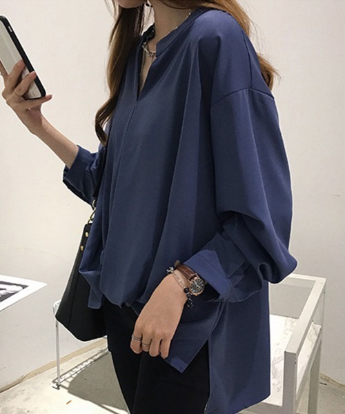 SallyLunn(サリーラン)の「【オンオフ活躍】Vネックシャツブラウス(シャツ/ブラウス・レディース・ネイビー/ホワイト・LARGE/MEDIUM)」の5枚目の写真