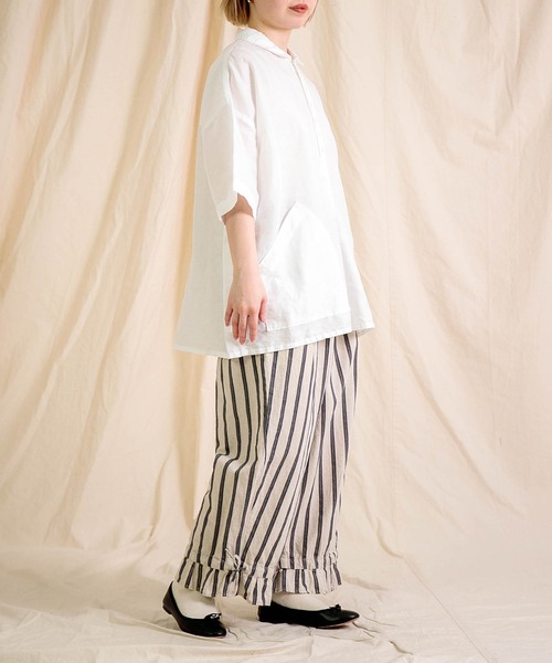 Brocante（ブロカント）の「[Brocante / ブロカント] 綿麻ドビーストライプ ヴロンパンツ（その他パンツ・レディース・グレー系その他・2）」の9枚目の写真