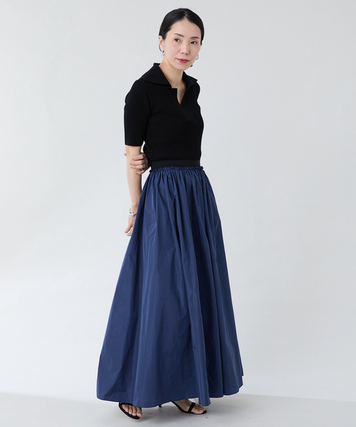 VERMEIL par iena（ヴェルメイユパーイエナ）の「グログランゴム タフタスカート（スカート・レディース・チャコールグレー/ネイビー・36/38）」の16枚目の写真