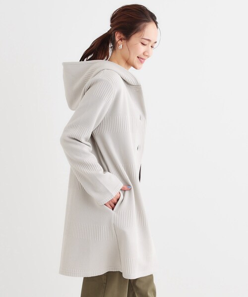 SHOO・LA・RUE（シューラルー）の「【S-LL】体型をカバーしながらスマートに魅せる ラインジャカードコーディガン（カーディガン/ボレロ・レディース・スミクロ/ブルー系その他/ライトグレー/ナチュラル・01/02/03/04）」の14枚目の写真