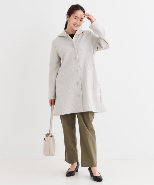 SHOO・LA・RUE（シューラルー）の「【S-LL】体型をカバーしながらスマートに魅せる ラインジャカードコーディガン（カーディガン/ボレロ・レディース・スミクロ/ブルー系その他/ライトグレー/ナチュラル・01/02/03/04）」の15枚目の写真