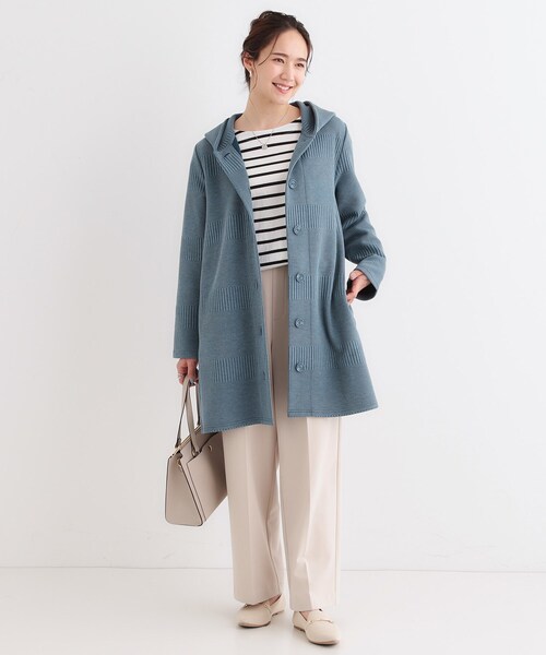 SHOO・LA・RUE（シューラルー）の「【S-LL】体型をカバーしながらスマートに魅せる ラインジャカードコーディガン（カーディガン/ボレロ・レディース・スミクロ/ブルー系その他/ライトグレー/ナチュラル・01/02/03/04）」の19枚目の写真