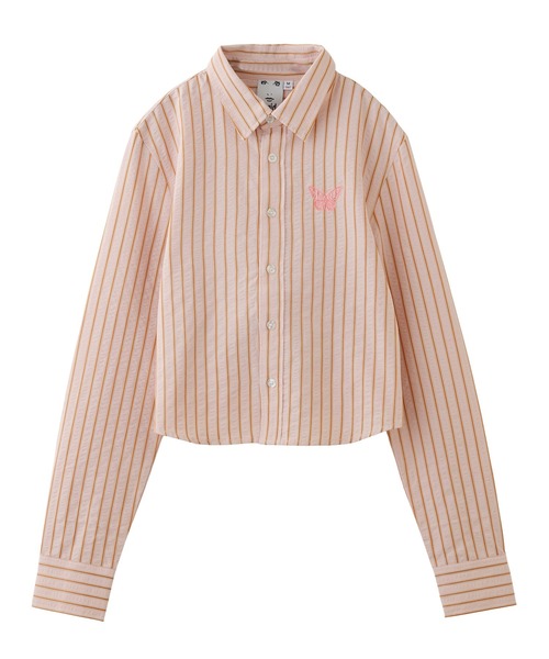 ブラウス シャツ BUTTERFLY STRIPE L/S SHIRT レディース BUTTERFLY STRIPE L/S SHIRT（シャツ/ブラウス）｜X-girl