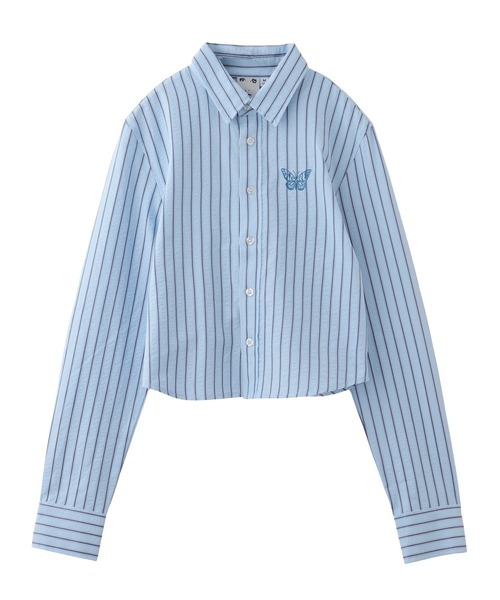 ブラウス シャツ BUTTERFLY STRIPE L/S SHIRT レディース BUTTERFLY STRIPE L/S SHIRT（シャツ/ブラウス）｜X-girl
