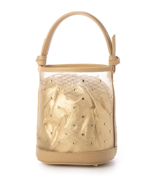 kakatoo(カカトゥ)の「カカトゥ kakatoo / チュール×ビジュー風2wayバケツバッグ(ショルダーバッグ・レディース・ブラック/アイボリー/ベージュ・FREE)」の1枚目の写真