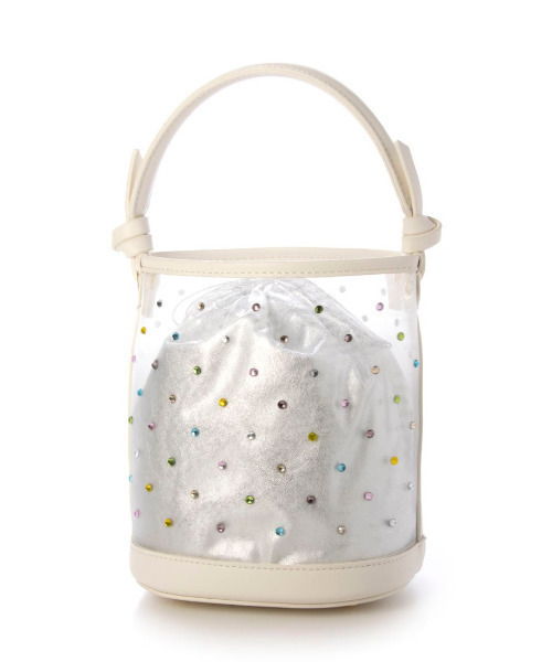 kakatoo(カカトゥ)の「カカトゥ kakatoo / チュール×ビジュー風2wayバケツバッグ(ショルダーバッグ・レディース・ブラック/アイボリー/ベージュ・FREE)」の4枚目の写真