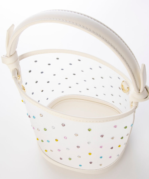 kakatoo(カカトゥ)の「カカトゥ kakatoo / チュール×ビジュー風2wayバケツバッグ(ショルダーバッグ・レディース・ブラック/アイボリー/ベージュ・FREE)」の7枚目の写真