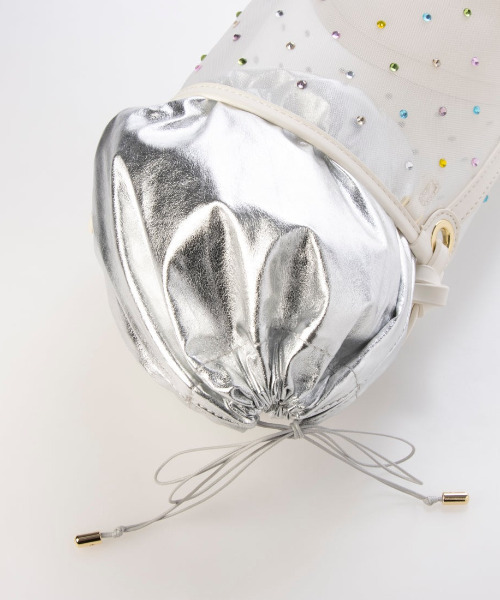 kakatoo(カカトゥ)の「カカトゥ kakatoo / チュール×ビジュー風2wayバケツバッグ(ショルダーバッグ・レディース・ブラック/アイボリー/ベージュ・FREE)」の8枚目の写真