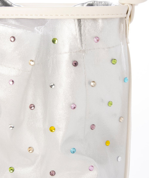 kakatoo(カカトゥ)の「カカトゥ kakatoo / チュール×ビジュー風2wayバケツバッグ(ショルダーバッグ・レディース・ブラック/アイボリー/ベージュ・FREE)」の9枚目の写真