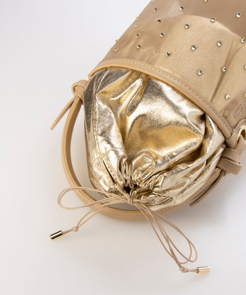 kakatoo(カカトゥ)の「カカトゥ kakatoo / チュール×ビジュー風2wayバケツバッグ(ショルダーバッグ・レディース・ブラック/アイボリー/ベージュ・FREE)」の22枚目の写真