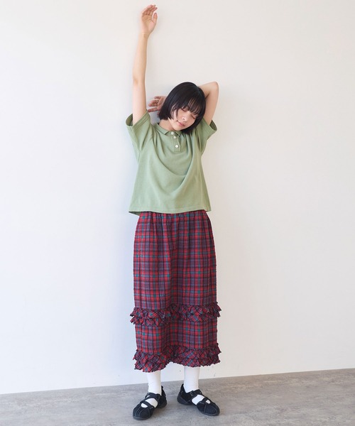 bulle de savon(ビュルデサボン)の「コットン/ニット レース ポロプルオーバー(ニット/セーター・レディース・カーキ/ブルー/ホワイト・FREE)」の20枚目の写真