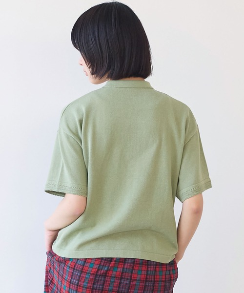 bulle de savon(ビュルデサボン)の「コットン/ニット レース ポロプルオーバー(ニット/セーター・レディース・カーキ/ブルー/ホワイト・FREE)」の18枚目の写真