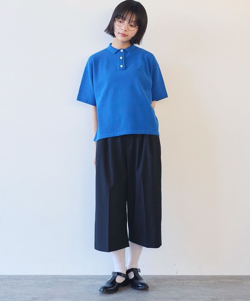bulle de savon(ビュルデサボン)の「コットン/ニット レース ポロプルオーバー(ニット/セーター・レディース・カーキ/ブルー/ホワイト・FREE)」の14枚目の写真
