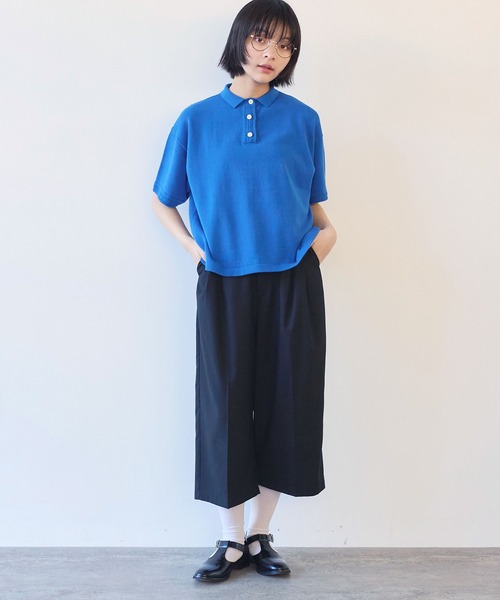 bulle de savon(ビュルデサボン)の「コットン/ニット レース ポロプルオーバー(ニット/セーター・レディース・カーキ/ブルー/ホワイト・FREE)」の7枚目の写真