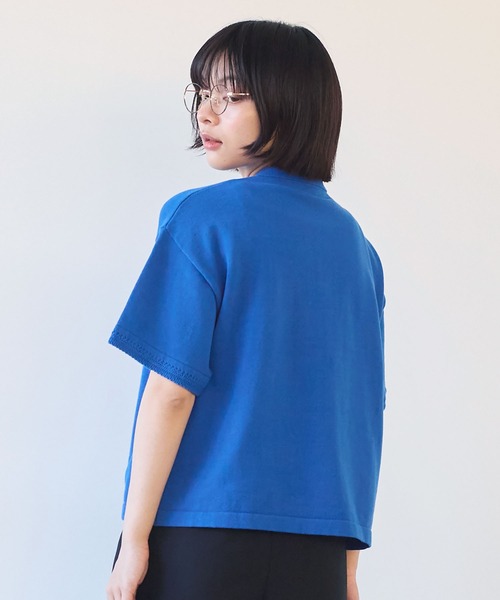 bulle de savon(ビュルデサボン)の「コットン/ニット レース ポロプルオーバー(ニット/セーター・レディース・カーキ/ブルー/ホワイト・FREE)」の5枚目の写真
