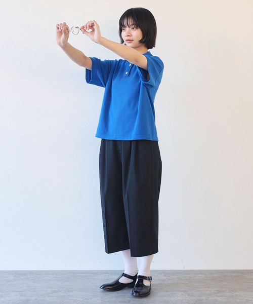 bulle de savon(ビュルデサボン)の「コットン/ニット レース ポロプルオーバー(ニット/セーター・レディース・カーキ/ブルー/ホワイト・FREE)」の8枚目の写真