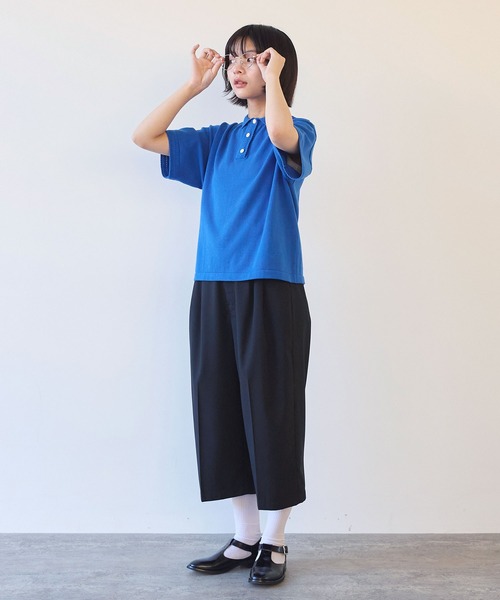 bulle de savon(ビュルデサボン)の「コットン/ニット レース ポロプルオーバー(ニット/セーター・レディース・カーキ/ブルー/ホワイト・FREE)」の9枚目の写真