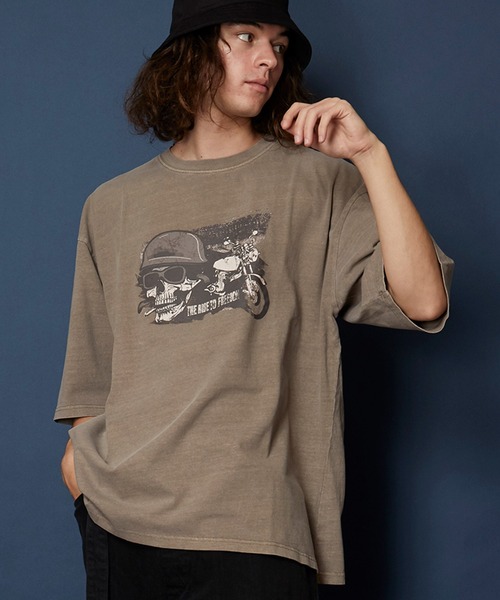 unrelaxing（アンリラクシング）の「ヴィンテージライク 古着風 綿100％ピグメント加工TプリントTシャツ（Tシャツ/カットソー・メンズ・ブラウン系5/ベージュ系3/その他23/ブラウン系1/その他25/ブラウン系4/ブラウン系7/ベージュ系5・LARGE/X-LARGE/MEDIUM）」の6枚目の写真