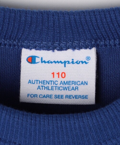 Champion(チャンピオン)の「Champion: ロゴ プリント ワンピース <KIDS>(ワンピース・キッズ・ナチュラル/ブルー・110/130/150)」の9枚目の写真
