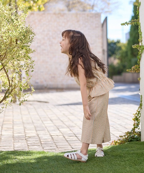 Piet（ピエット）の「ティアードブラウス ストライプ セットアップ（セットアップ・キッズ・ピンク/オレンジ・100/110/120/130）」の6枚目の写真