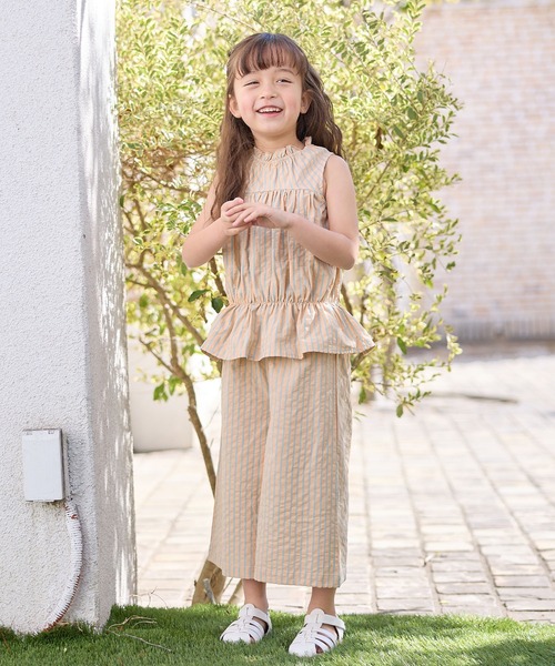 Piet（ピエット）の「ティアードブラウス ストライプ セットアップ（セットアップ・キッズ・ピンク/オレンジ・100/110/120/130）」の15枚目の写真