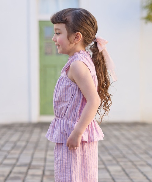 Piet（ピエット）の「ティアードブラウス ストライプ セットアップ（セットアップ・キッズ・ピンク/オレンジ・100/110/120/130）」の13枚目の写真