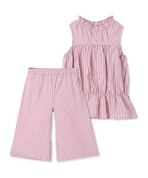 Piet（ピエット）の「ティアードブラウス ストライプ セットアップ（セットアップ・キッズ・ピンク/オレンジ・100/110/120/130）」の18枚目の写真