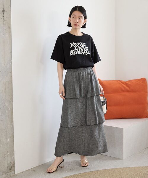 AMERICAN HOLIC(アメリカンホリック)の「箔プリントTシャツ(Tシャツ/カットソー・レディース・ブラック/オフホワイト/ホワイト系その他・M/L)」の9枚目の写真