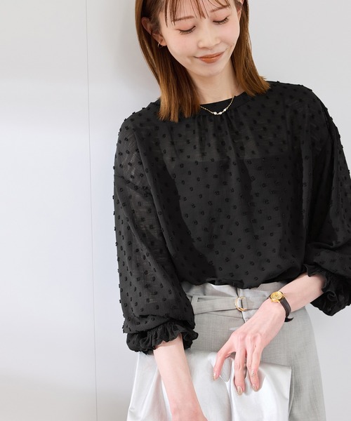 ROPE' PICNIC（ロペピクニック）の「袖コンシャスドットシアーブラウス（シャツ/ブラウス・レディース・オフホワイト/ブラック・38）」の2枚目の写真